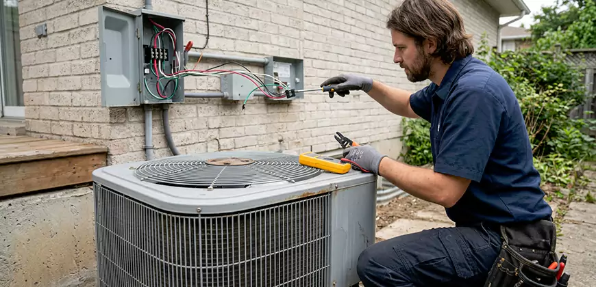 Exterior AC Unit Electrical Repair in New Haven